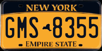 NY license plate GMS8355