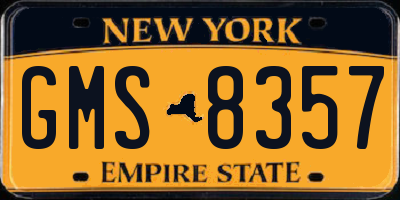 NY license plate GMS8357