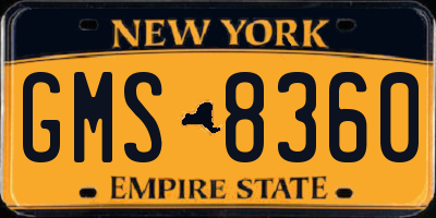 NY license plate GMS8360
