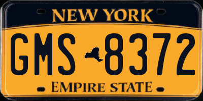 NY license plate GMS8372