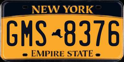 NY license plate GMS8376
