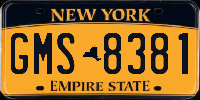 NY license plate GMS8381