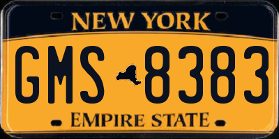 NY license plate GMS8383
