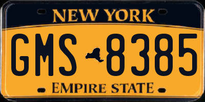 NY license plate GMS8385