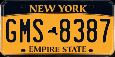 NY license plate GMS8387