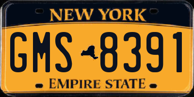 NY license plate GMS8391
