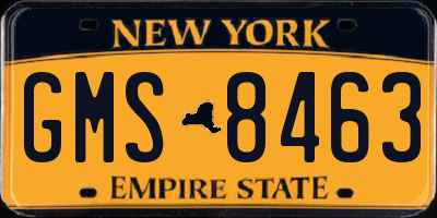 NY license plate GMS8463