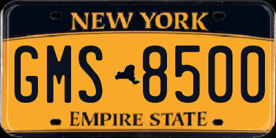 NY license plate GMS8500