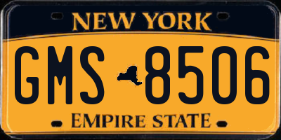 NY license plate GMS8506