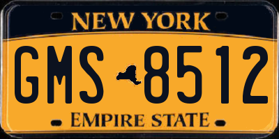 NY license plate GMS8512