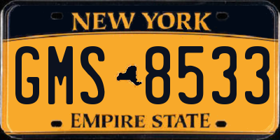 NY license plate GMS8533
