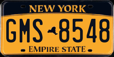 NY license plate GMS8548