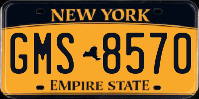 NY license plate GMS8570