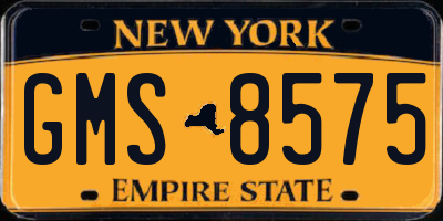 NY license plate GMS8575