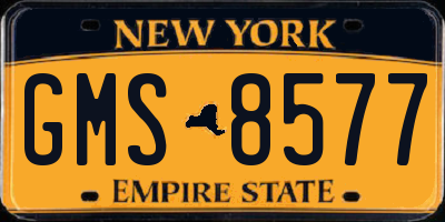 NY license plate GMS8577