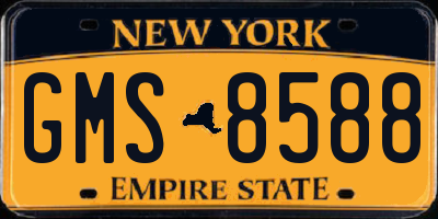 NY license plate GMS8588