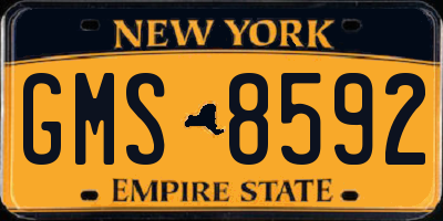 NY license plate GMS8592