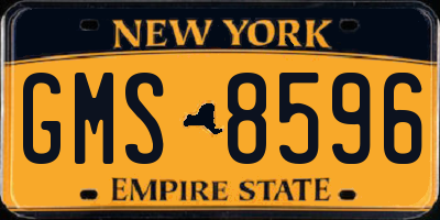 NY license plate GMS8596