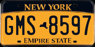 NY license plate GMS8597