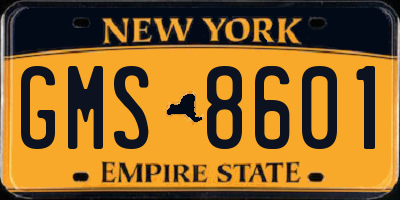 NY license plate GMS8601