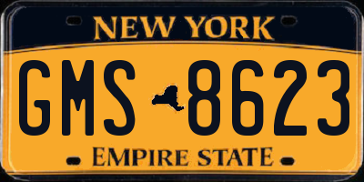 NY license plate GMS8623
