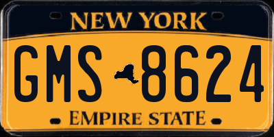 NY license plate GMS8624
