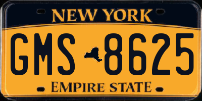 NY license plate GMS8625