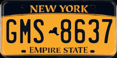 NY license plate GMS8637