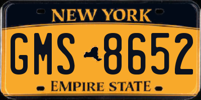 NY license plate GMS8652
