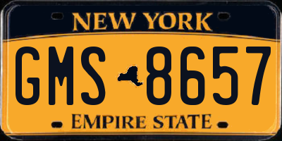 NY license plate GMS8657