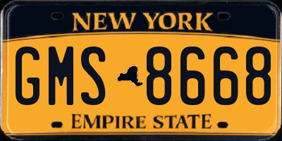 NY license plate GMS8668