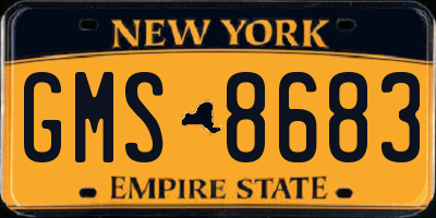 NY license plate GMS8683