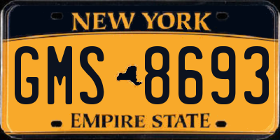 NY license plate GMS8693