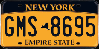 NY license plate GMS8695