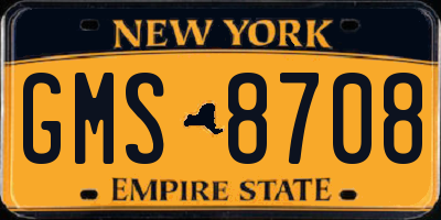 NY license plate GMS8708