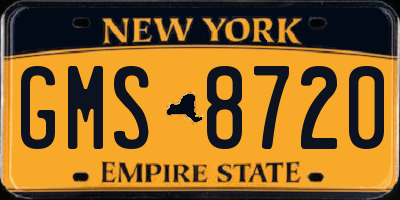 NY license plate GMS8720