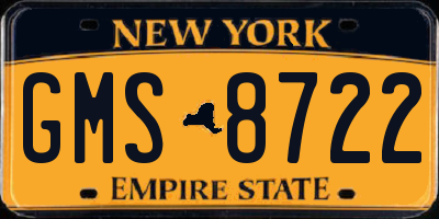 NY license plate GMS8722