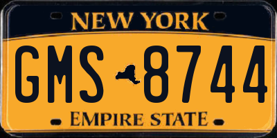 NY license plate GMS8744