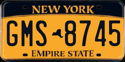 NY license plate GMS8745