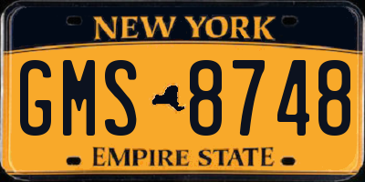 NY license plate GMS8748
