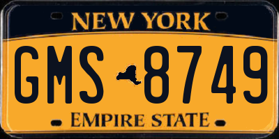NY license plate GMS8749