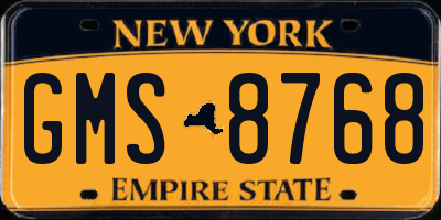 NY license plate GMS8768