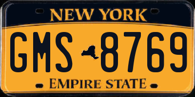 NY license plate GMS8769