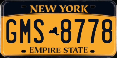 NY license plate GMS8778