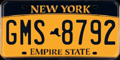 NY license plate GMS8792