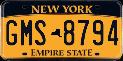 NY license plate GMS8794