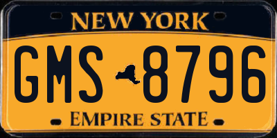NY license plate GMS8796