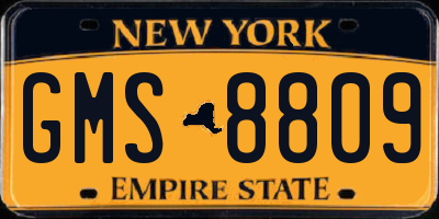 NY license plate GMS8809