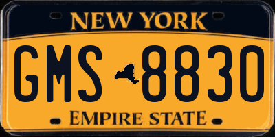 NY license plate GMS8830