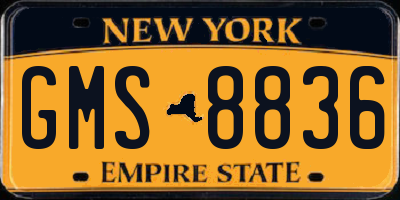 NY license plate GMS8836